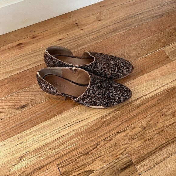 Madewell THE LUCIE Booties Sz 7.5 Cut Out SlipOn Spotted Toffee Block Heel Shoes - Picture 6 of 10